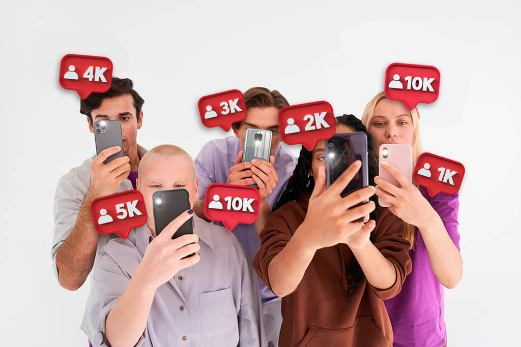 Micro influencer: o que &eacute;? : v&aacute;rios micro influencers utilizando rede social comnumero de seus seguidores a mostra